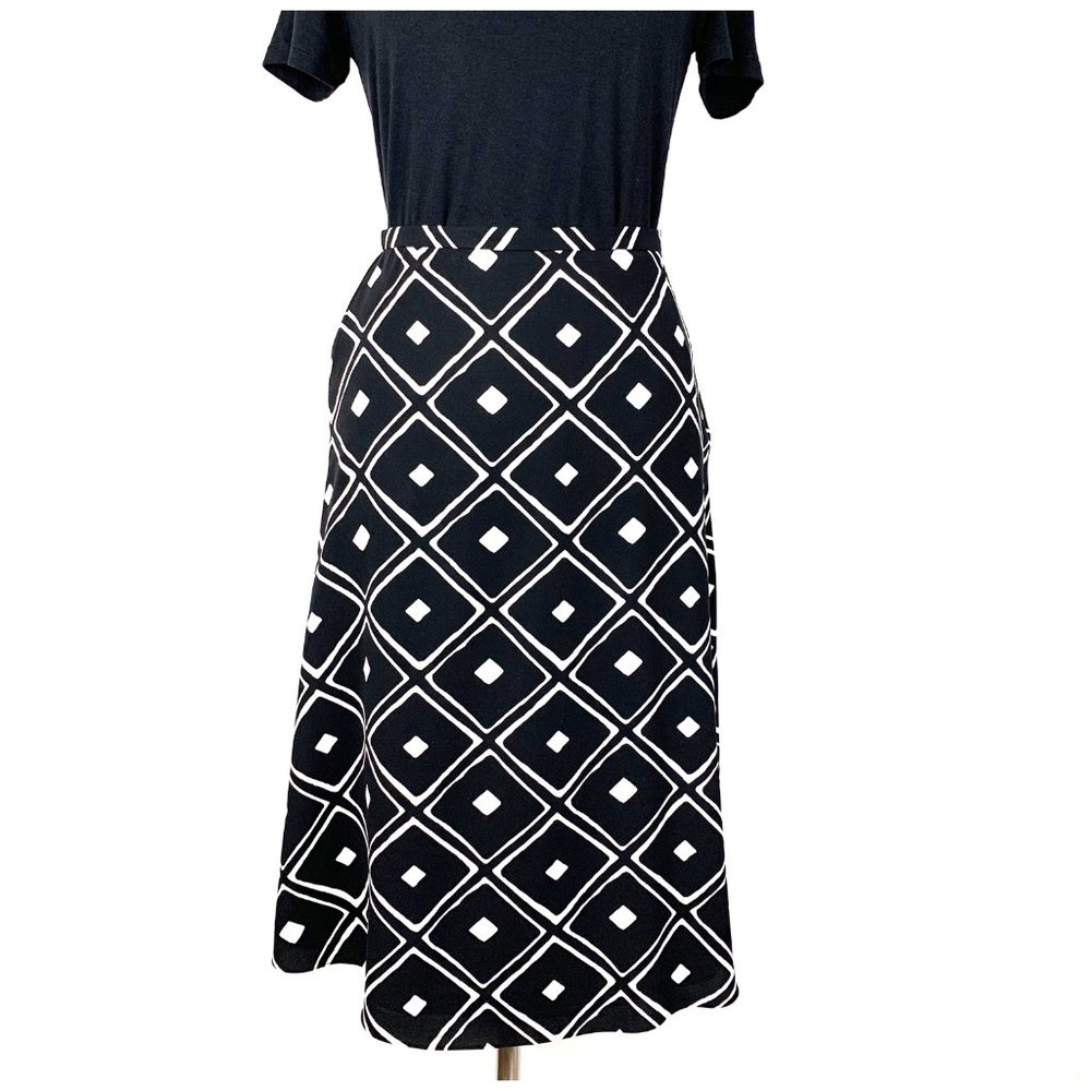 Liz Claiborne Black White Fully Lined Skirt 8